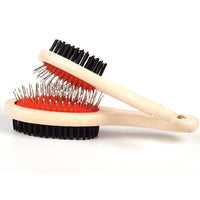 HKM-821203 Dual-Use Wooden Handle Dog Grooming Comb Brush for Easy Pet Care