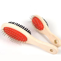 HKM-821203 Dual-Use Wooden Handle Dog Grooming Comb Brush for Easy Pet Care