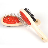 HKM-821203 Dual-Use Wooden Handle Dog Grooming Comb Brush for Easy Pet Care