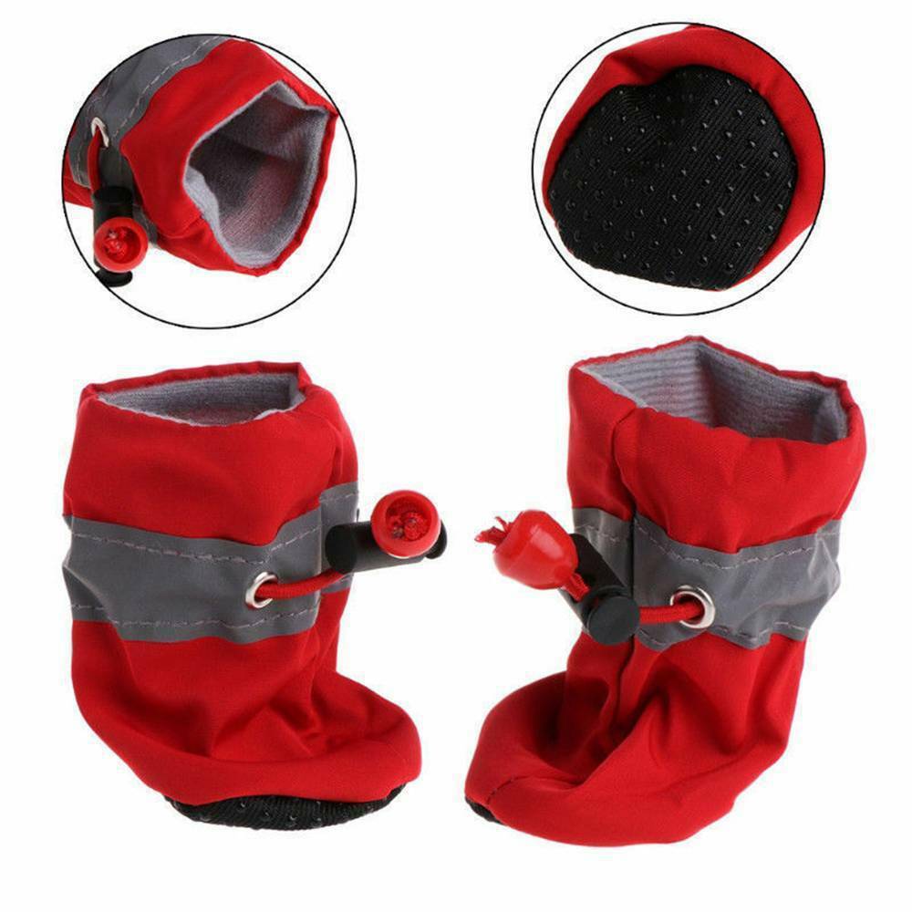HKM-239123 Custom Reflective Dog Shoes for Cold Weather, Soft and Comfortable Pet Foot Covers, Adjustable Velcro Straps, Non-Slip Rubber Sole