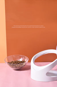 HKM-471059 Transparent Cervical Spine Cat and Dog Bowl with Stand - Durable PS Material, Split Design, 176g