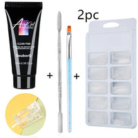HKM-269331 Nail Polish Set for Extensions and Manicure - Clear, Pink, and White Options with Brushes and Stickers