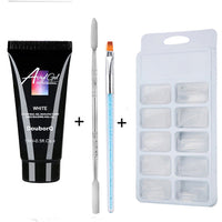 HKM-269331 Nail Polish Set for Extensions and Manicure - Clear, Pink, and White Options with Brushes and Stickers