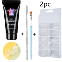 HKM-269331 Nail Polish Set for Extensions and Manicure - Clear, Pink, and White Options with Brushes and Stickers
