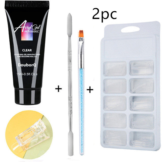 HKM-269331 Nail Polish Set for Extensions and Manicure - Clear, Pink, and White Options with Brushes and Stickers