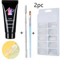 HKM-269331 Nail Polish Set for Extensions and Manicure - Clear, Pink, and White Options with Brushes and Stickers