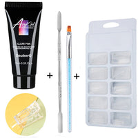 HKM-269331 Nail Polish Set for Extensions and Manicure - Clear, Pink, and White Options with Brushes and Stickers
