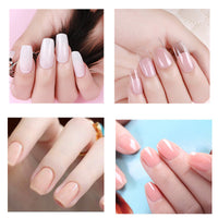 HKM-269331 Nail Polish Set for Extensions and Manicure - Clear, Pink, and White Options with Brushes and Stickers