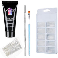 HKM-269331 Nail Polish Set for Extensions and Manicure - Clear, Pink, and White Options with Brushes and Stickers