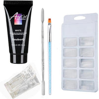 HKM-269331 Nail Polish Set for Extensions and Manicure - Clear, Pink, and White Options with Brushes and Stickers