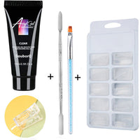 HKM-269331 Nail Polish Set for Extensions and Manicure - Clear, Pink, and White Options with Brushes and Stickers