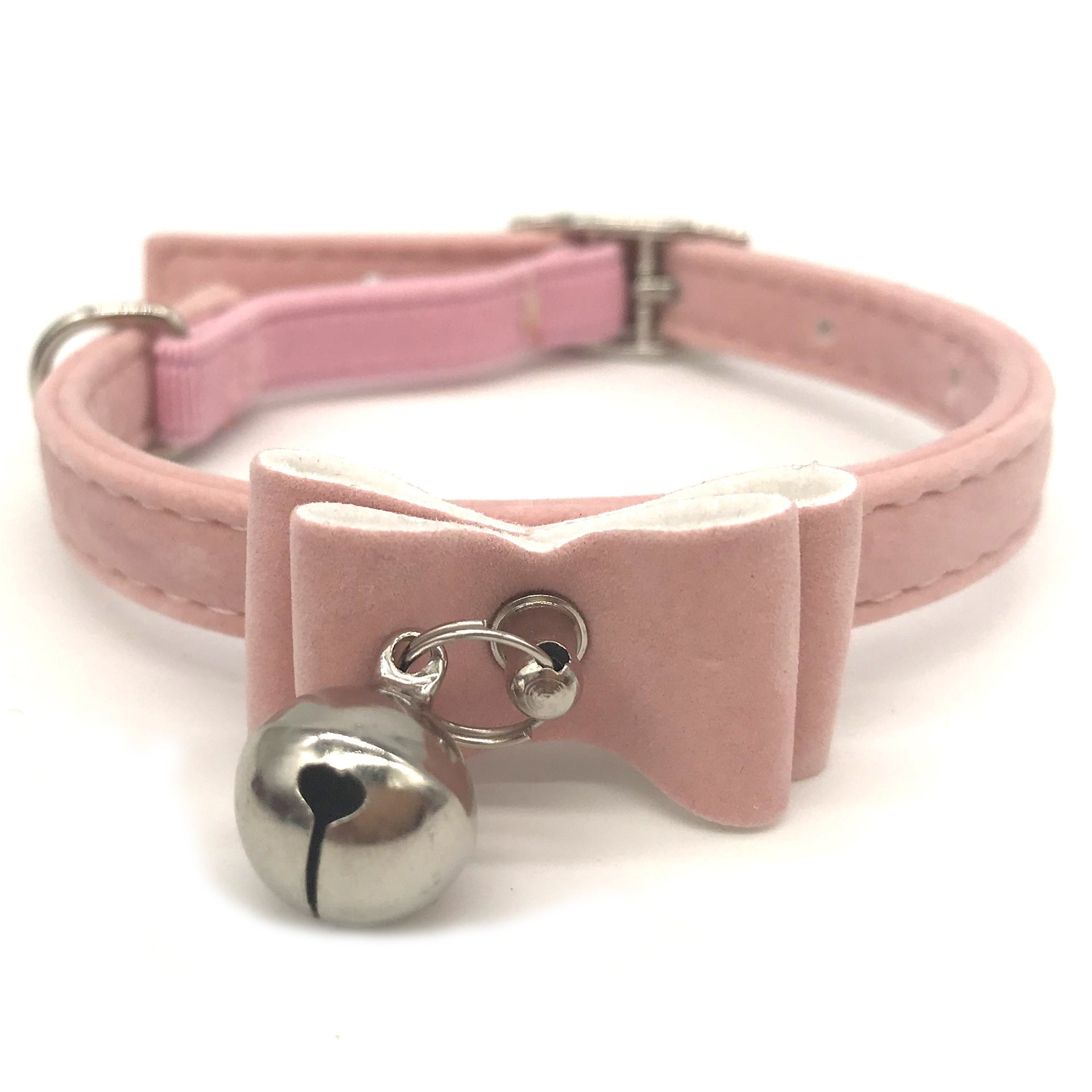 HKM-952915 Flocked Cat Collar with Bell - Adjustable 1.0x30cm Metal and Flocking Fabric
