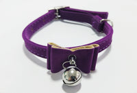 HKM-952915 Flocked Cat Collar with Bell - Adjustable 1.0x30cm Metal and Flocking Fabric
