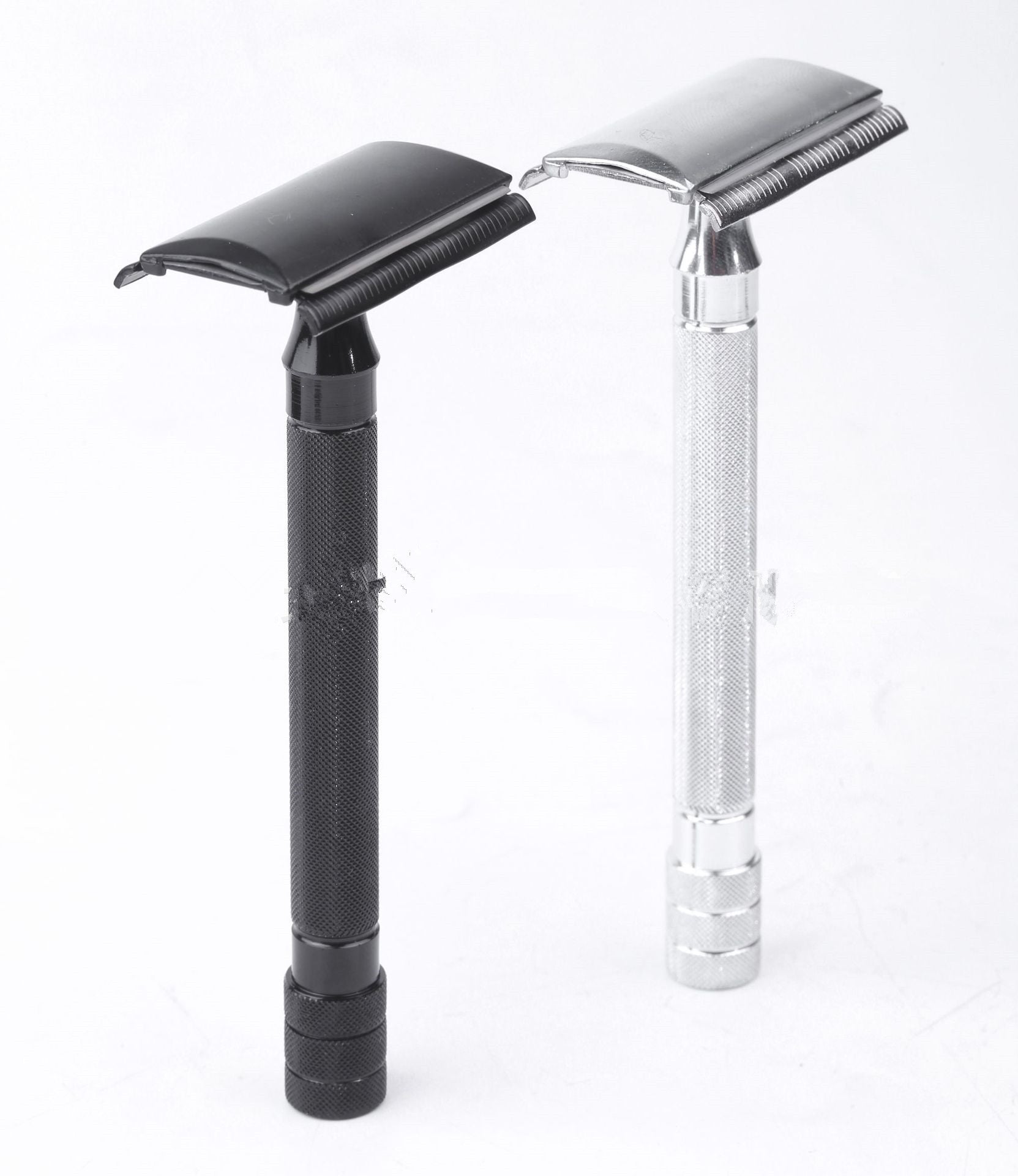 HKM-645011 Vintage Manual Safety Shaver Set with Brush – Aluminum and Zinc Alloy Design