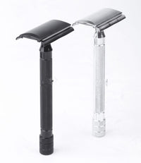 HKM-645011 Vintage Manual Safety Shaver Set with Brush – Aluminum and Zinc Alloy Design