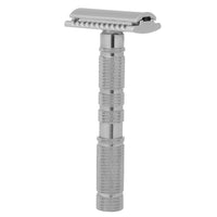 HKM-645011 Vintage Manual Safety Shaver Set with Brush – Aluminum and Zinc Alloy Design