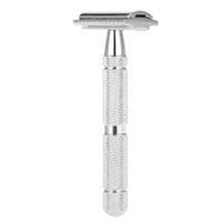 HKM-645011 Vintage Manual Safety Shaver Set with Brush – Aluminum and Zinc Alloy Design
