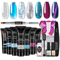 HKM-530323 7-Color Nail Extension Gel Kit with Tools for Nail Art and Phototherapy