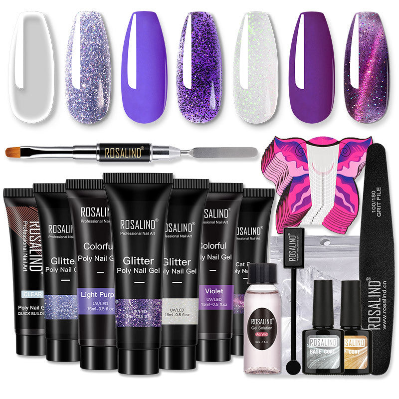 HKM-530323 7-Color Nail Extension Gel Kit with Tools for Nail Art and Phototherapy