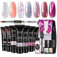 HKM-530323 7-Color Nail Extension Gel Kit with Tools for Nail Art and Phototherapy