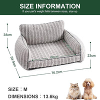 HKM-433683 Orthopedic Supportive Pet Sofa Bed for Small to Medium Dogs and Cats, Removable Cover, Anti-Slip Design, Grey, Large Size