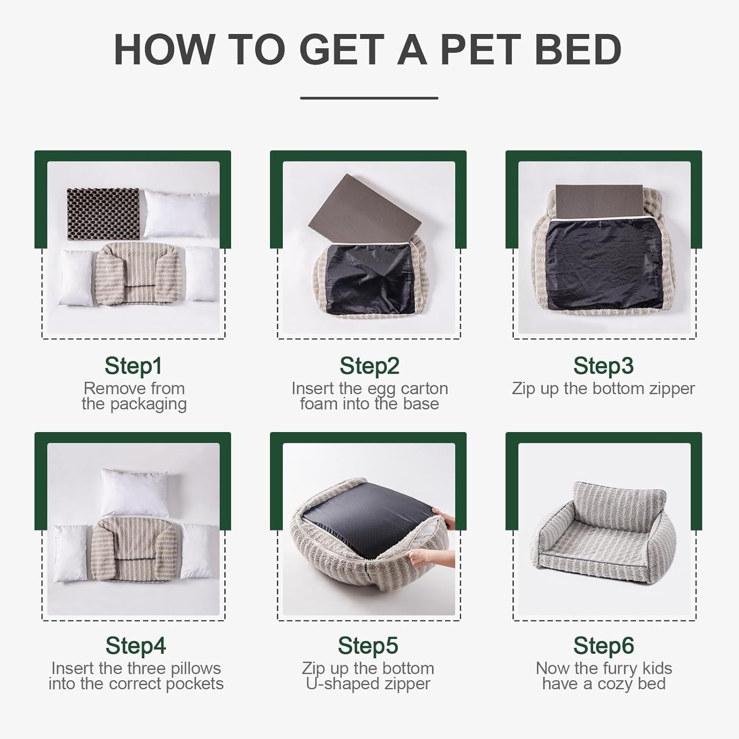 HKM-433683 Orthopedic Supportive Pet Sofa Bed for Small to Medium Dogs and Cats, Removable Cover, Anti-Slip Design, Grey, Large Size