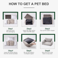 HKM-433683 Orthopedic Supportive Pet Sofa Bed for Small to Medium Dogs and Cats, Removable Cover, Anti-Slip Design, Grey, Large Size