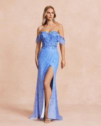 HKM-858067 Classic Blue Evening Gown for Women - Style EZ25089