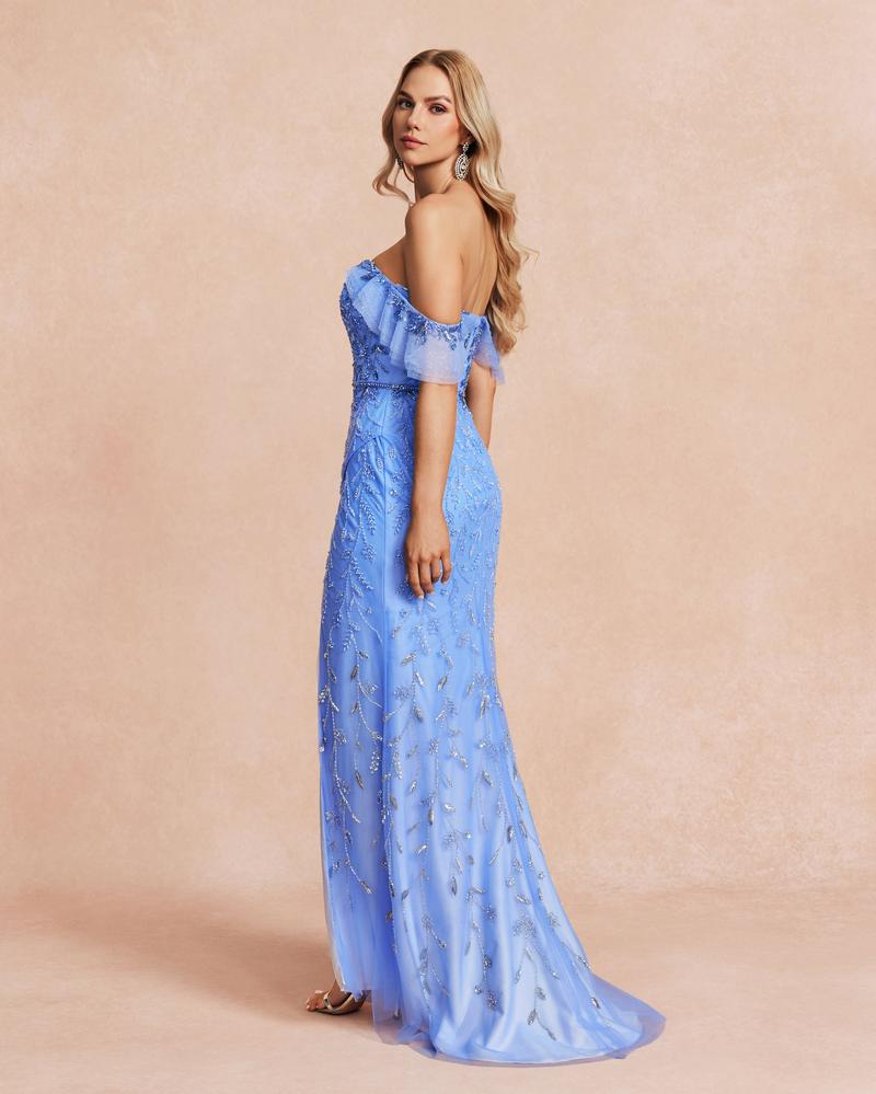 HKM-858067 Classic Blue Evening Gown for Women - Style EZ25089