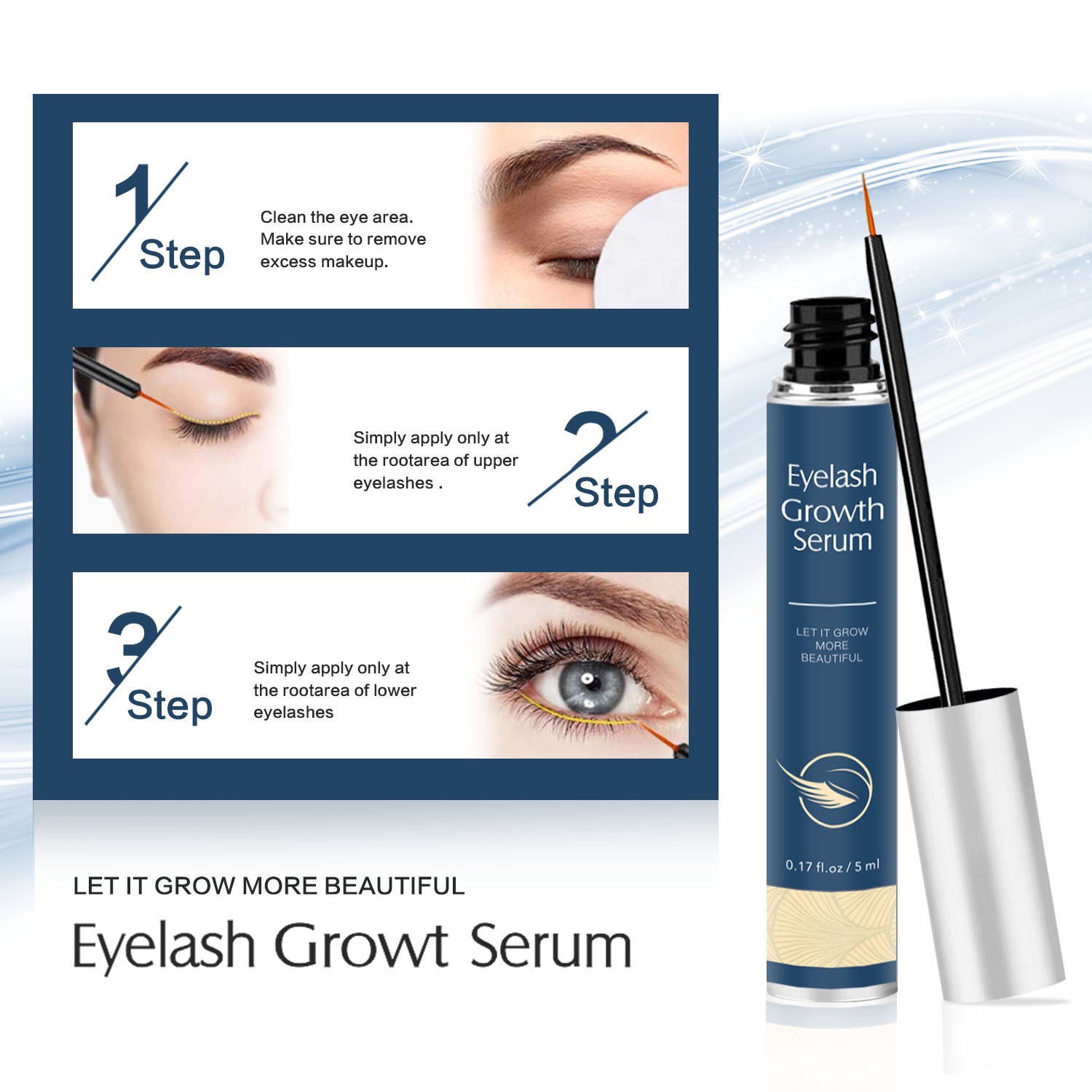 HKM-947987 Thick Curly Eyebrows Nourishing Mascara - Transparent Formula, 5ml Black & 5ml Blue