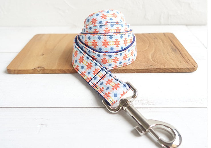 HKM-902355 Durable Polyester Pet Collar and Traction Rope Set in Orange Lantern