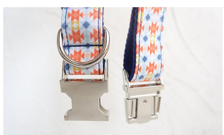 HKM-902355 Durable Polyester Pet Collar and Traction Rope Set in Orange Lantern