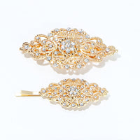 HKM-125843 Geometric Diamond Hairpin with Pearl Accents - Retro Alloy Side Clip for Women
