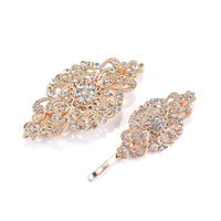 HKM-125843 Geometric Diamond Hairpin with Pearl Accents - Retro Alloy Side Clip for Women