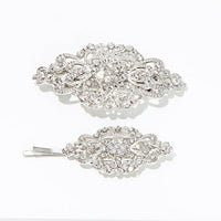 HKM-125843 Geometric Diamond Hairpin with Pearl Accents - Retro Alloy Side Clip for Women