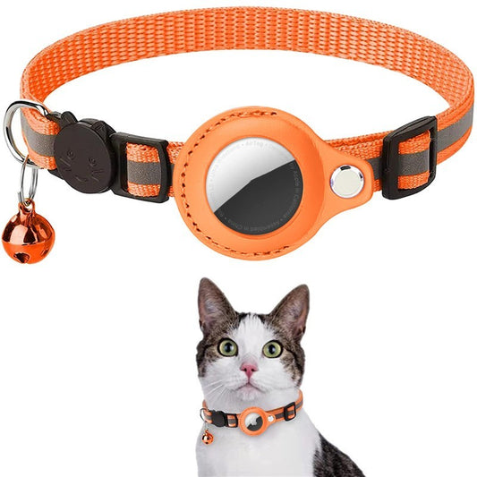 HKM-949459 Reflective Pet Collar with Bell and Airtag Holder - Available in Multiple Colors