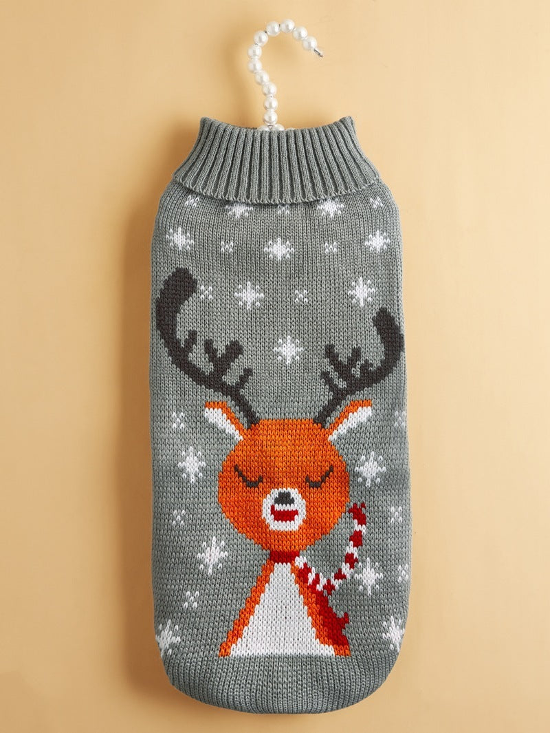 HKM-535507 Knitted Gray Deer Sweater for Pets in Various Sizes