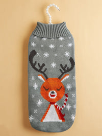 HKM-535507 Knitted Gray Deer Sweater for Pets in Various Sizes