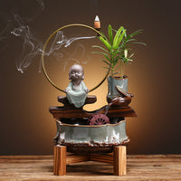 HKM-254035 Ceramic Mini Self-Circulating Eco-Friendly Desktop Aquarium for Small Spaces