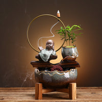 HKM-254035 Ceramic Mini Self-Circulating Eco-Friendly Desktop Aquarium for Small Spaces