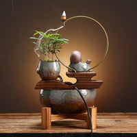 HKM-254035 Ceramic Mini Self-Circulating Eco-Friendly Desktop Aquarium for Small Spaces