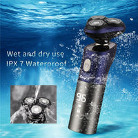 HKM-282259 Rechargeable Multifunctional Floating Electric Shaver with LCD Display and Whole Body Washing Capability