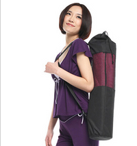 HKM-280083 Black Mesh Yoga Bag – Portable Nylon Pilates Carrier with Adjustable Strap, Washable and Ideal for Yoga Essentials (Mat Not Included)