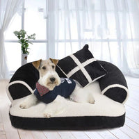 HKM-888979 Classic England Style Soft Pet Bed for Small and Medium Dogs and Cats - Winter Warm Sleeping Sofa Nest