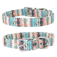 HKM-900051 Colorful Double Layered Canvas Dog Collar with Leash - Durable and Reflective Design for Safety