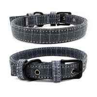 HKM-900051 Colorful Double Layered Canvas Dog Collar with Leash - Durable and Reflective Design for Safety
