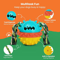 HKM-880275 Durable Squeaky Dog Chew Toy for Medium and Large Breeds - Treat Dispenser for Dental Health and Boredom Relief