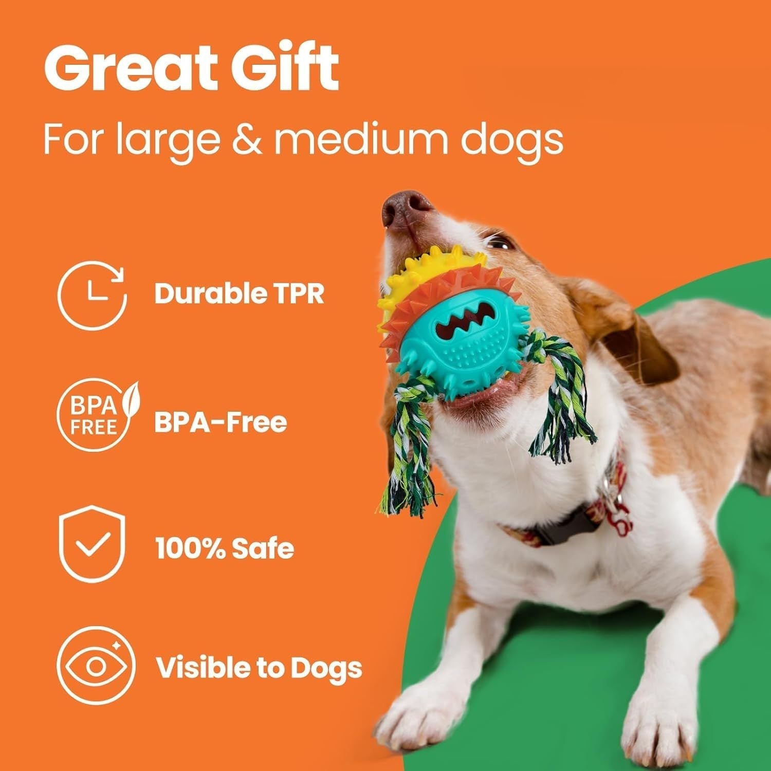 HKM-880275 Durable Squeaky Dog Chew Toy for Medium and Large Breeds - Treat Dispenser for Dental Health and Boredom Relief