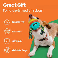 HKM-880275 Durable Squeaky Dog Chew Toy for Medium and Large Breeds - Treat Dispenser for Dental Health and Boredom Relief