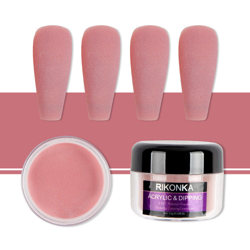 HKM-755091 Nude Color Carved Powder Nail Art Set - 15g Bottles, 9 Unique Shades